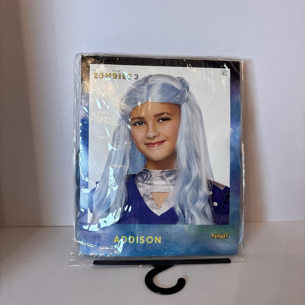 Disney Zombies 3 Addison Wig Blue Spirit Halloween Kids Costume Cosplay 8+